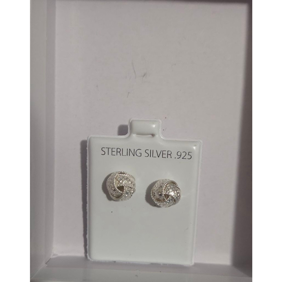 Sterling Silver Knot Stud Earrings - Picture 2 of 3